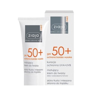 Ziaja Med SPF 50+ Matterende gezichtscrème voor de vette en gecombineerde huid met neiging tot acne 50 ml