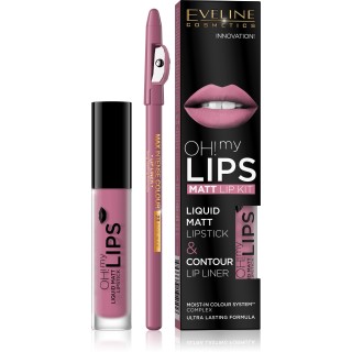 Рідка помада Eveline OH My Lips Matte 4,5 мл + набір олівців /03/ Rose Nude