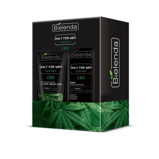 BIELENDA Zestaw Prezentowy ONLY FOR MEN CANABIS Krem do twarzy nawilżający 50 ml + Pasta oczyszczająca do twarzy 150 g