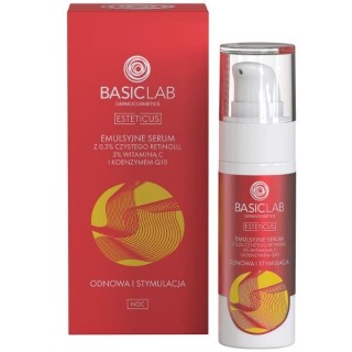 Емульсійна Serum BasicLab Esteticus з 0,3% чистого ретинолу, 3% вітаміну С і коензиму Q10 регенерація та стимуляція 30 мл
