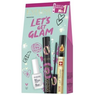 Подарунковий набір Eveline Let's Get Glam Туш + Кондиціонер для нігтів + Кондиціонер для вій