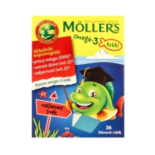 Желе Moller's Omega-3 Ribki зі смаком малини 36 шт